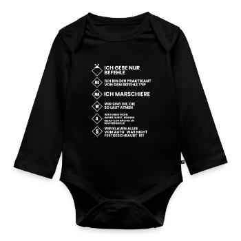 Feuerwehr Berufsfeuerwehr Freiwillige Feuerwehr - Baby Bio-Langarm-Body - Schwarz - Vorne
