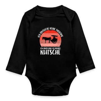 Kutscher Kutsche Pferdekutscher Kutschieren - Baby Bio-Langarm-Body - Schwarz - Vorne