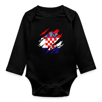 Kroatische Flagge Kroatien Kroatisches Geschenk - Baby Bio-Langarm-Body - Schwarz - Vorne