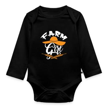 ferme fille fille - Body Bébé bio manches longues - noir - Devant