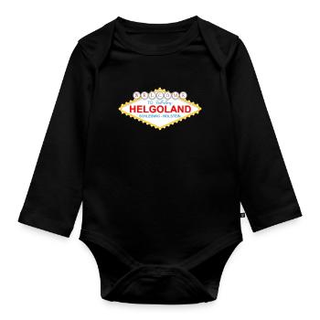 Helgoland Schild Souvenir - Baby Bio-Langarm-Body - Schwarz - Vorne
