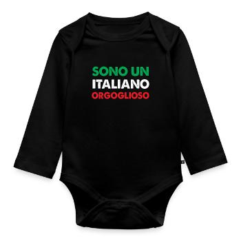 Italienisch Italienische Flagge Geschenk - Baby Bio-Langarm-Body - Schwarz - Vorne