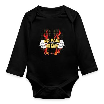 Haltérophilie Haltérophilie Powerlifting Bodybuilder - Body Bébé bio manches longues - noir - Devant