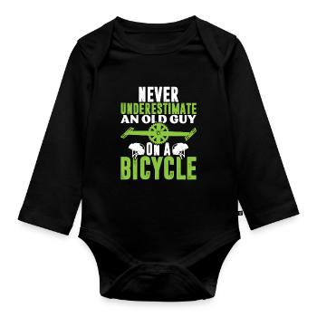 old man bike - Organic Longsleeve Baby Bodysuit - black - Front