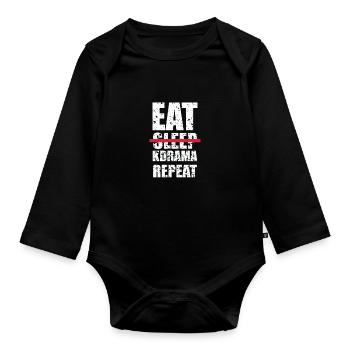 Eat Sleep Kdrama Repeat - Baby Bio-Langarm-Body - Schwarz - Vorne