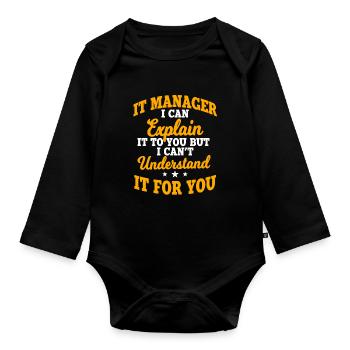 IT Manager - Baby Bio-Langarm-Body - Schwarz - Vorne