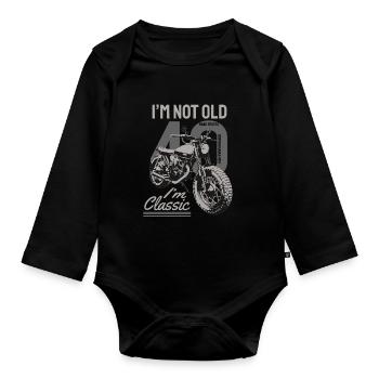Je ne suis pas vieux, je suis classique. 40 ans biker. - Body Bébé bio manches longues - noir - Devant