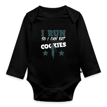 ich renne kekse - Baby Bio-Langarm-Body - Schwarz - Vorne