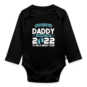 Future Daddy 2022 Future Papa Bébé Cadeau - Body Bébé bio manches longues - noir - Devant