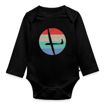 Glider Glider Gliding Glider - Organic Longsleeve Baby Bodysuit - black - Front