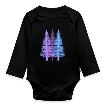 Trees Tree Fantasy Spruce Conifer Forest Fir - Organic Longsleeve Baby Bodysuit - black - Front