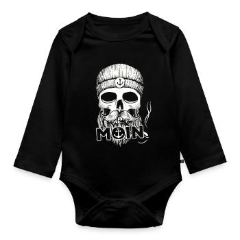 Moin Seemann Captain Northern Germany - Organic Longsleeve Baby Bodysuit - black - Front