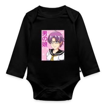 Trangender Anime Boy Femboy Aesthetic LGBTQ Gay - Body Bébé bio manches longues - noir - Devant