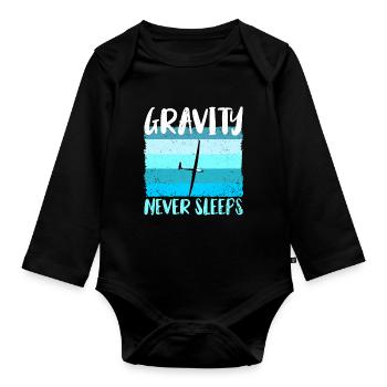 Glider Gliding Gliding Glider - Organic Longsleeve Baby Bodysuit - black - Front