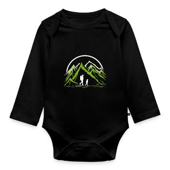 Randonner dans les Montagnes - Père Et Fils - Body Bébé bio manches longues - noir - Devant