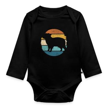 Retro Capybara Vintage Cochon d’eau rongeur - Body Bébé bio manches longues - noir - Devant