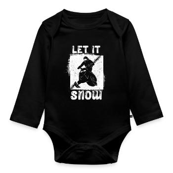 snowmobile - Organic Longsleeve Baby Bodysuit - black - Front
