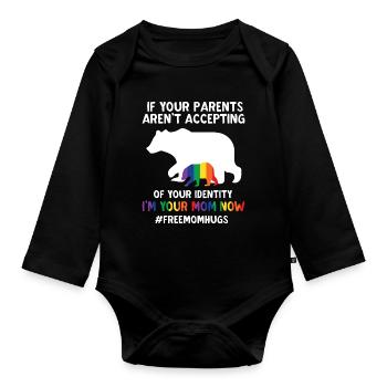 Free Mom Hugs LGBT Pride Quote Mama Bear - Baby Bio-Langarm-Body - Schwarz - Vorne