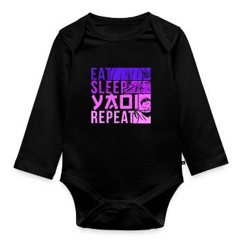 Eat Sleep Yaoi Repeat Fujoshi Anime Boy Gay Manga - Body Bébé bio manches longues - noir - Devant