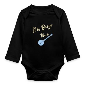 Banjo Vintage Bluegrass Musikspieler Geschenk - Baby Bio-Langarm-Body - Schwarz - Vorne