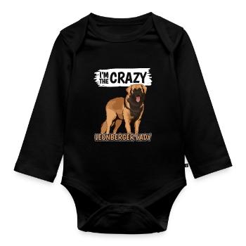 Leonberger I'm The Crazy Leonberger Lady - Baby Bio-Langarm-Body - Schwarz - Vorne