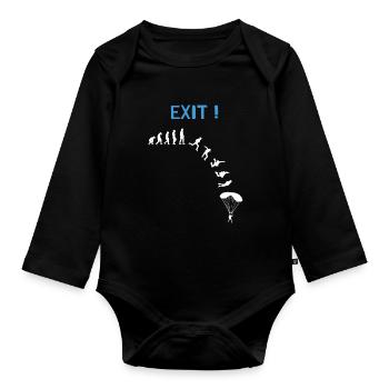 Skydiver Evolution Fallschirmspringer - Organic Longsleeve Baby Bodysuit - black - Front