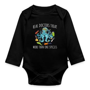 Doctors Treat Species Tierarzt Geschenk - Baby Bio-Langarm-Body - Schwarz - Vorne
