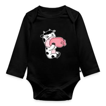 Vache charcuterie motif drôle - Body Bébé bio manches longues - noir - Devant
