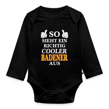 Badische Sprüche | Baden Badnerland Geschenkideen - Baby Bio-Langarm-Body - Schwarz - Vorne