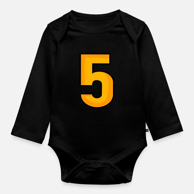 Nummer 5 - Baby Bio-Langarm-Body - Schwarz
