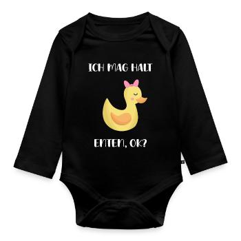 Ich Mag Halt Enten Badeente Gummiente Fun Geschenk - Baby Bio-Langarm-Body - Schwarz - Vorne