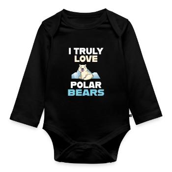 Ours polaire Ours polaire du pôle Nord Vrai amour des ours polaires - Body Bébé bio manches longues - noir - Devant
