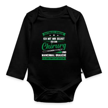 Natürlich Spreche Ich Mit Mir Selbst ich Bin Chiru - Baby Bio-Langarm-Body - Schwarz - Vorne