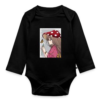 Cottagecore Esthétique Anime Fille Fleur de Pissenlit - Body Bébé bio manches longues - noir - Devant