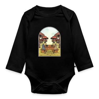 Cottagecore Aesthetic Kawaii Grenouille Tricot - Body Bébé bio manches longues - noir - Devant