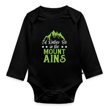 mountains mountains - Organic Longsleeve Baby Bodysuit - black - Front