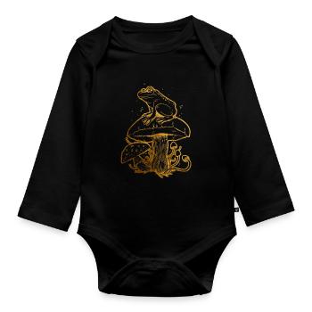 Cottagecore Aesthetic Grenouille Champignon Goblincore - Body Bébé bio manches longues - noir - Devant