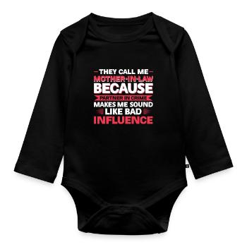 Belle-mère belle-mère famille cadeau - Body Bébé bio manches longues - noir - Devant