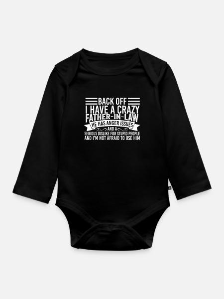 Schoonvader Schoonvader cadeau - Baby bio-rompertje met lange mouwen - zwart