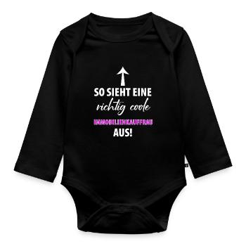 Immobilienkauffrau Immobilien Damen Frauen - Baby Bio-Langarm-Body - Schwarz - Vorne