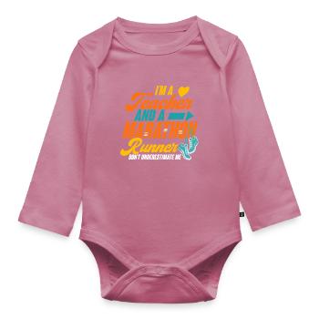 citations de coureurs Je suis un enseignant et un coureur de marathon - Body Bébé bio manches longues - mauve - Devant