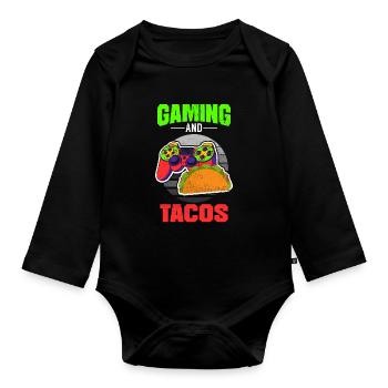 Jeux de hasard et tacos - Body Bébé bio manches longues - noir - Devant