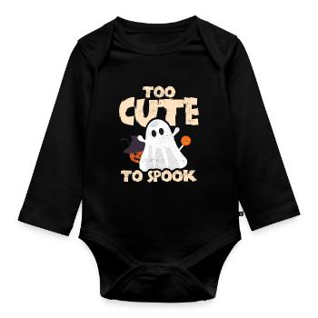 Halloween Too Cute To Spook - Organic Longsleeve Baby Bodysuit - black - Front