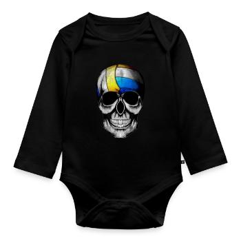 Funny Halloween Volleyball Skull Pumpkin Costume F - Body Bébé bio manches longues - noir - Devant