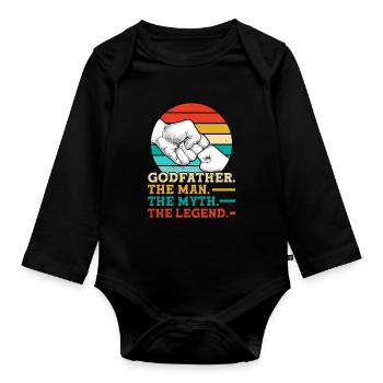 Godfather godfather godchild gift - Organic Longsleeve Baby Bodysuit - black - Front