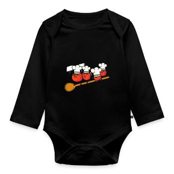 Chef Kitchens Demonstration Tomato Gastronomy Job - Organic Longsleeve Baby Bodysuit - black - Front