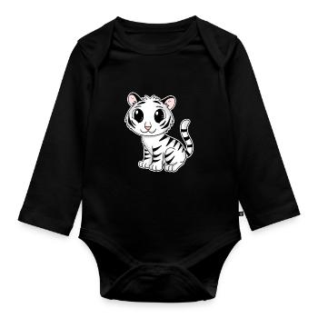 White Tiger - Organic Longsleeve Baby Bodysuit - black - Front