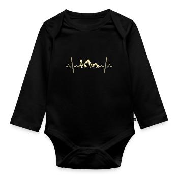 Wandern Berge Herzschlag - Baby Bio-Langarm-Body - Schwarz - Vorne