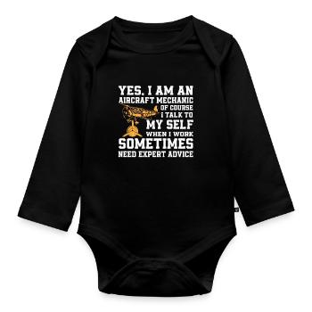 Flugzeugmechaniker Experte Geschenk - Baby Bio-Langarm-Body - Schwarz - Vorne