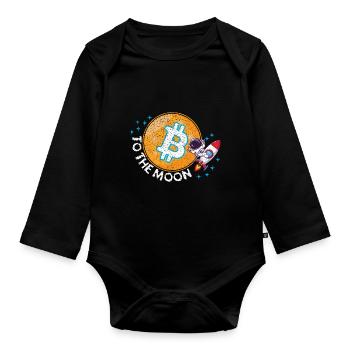 Bitcoin Krypto Blockchain Kryptowährung BTC - Baby Bio-Langarm-Body - Schwarz - Vorne